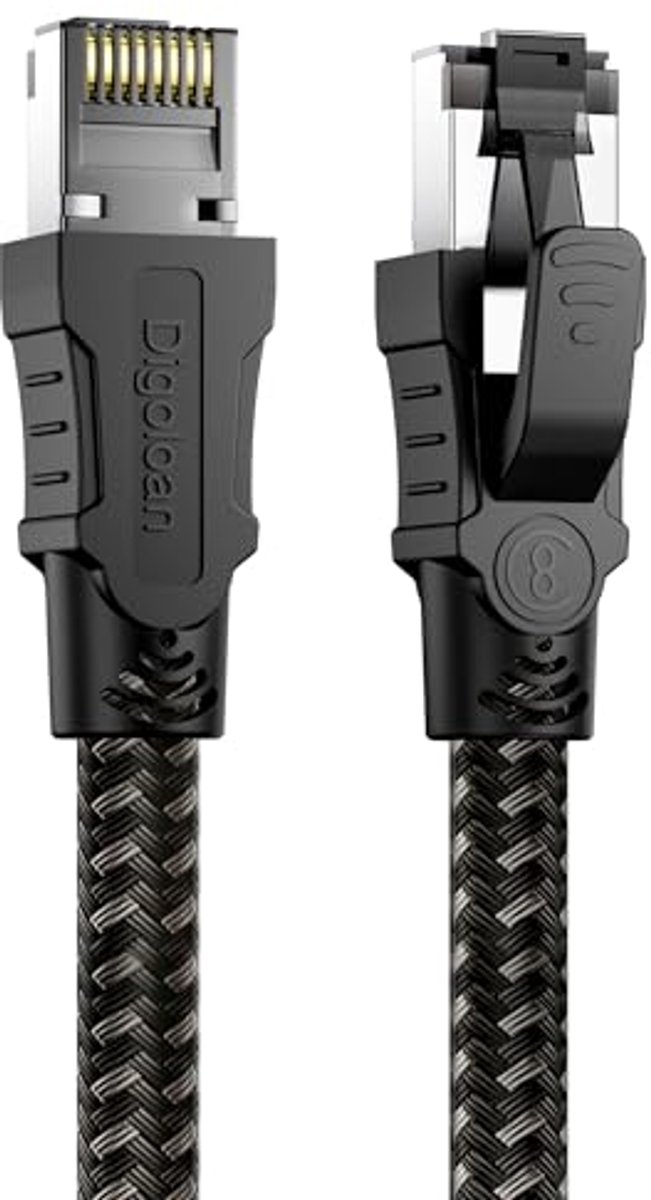 Ethernet-kabel 10 meter Cat8 - Hoge snelheid 40 Gbit/s - Gigabit S/FTP LAN-kabel met nylon textiel