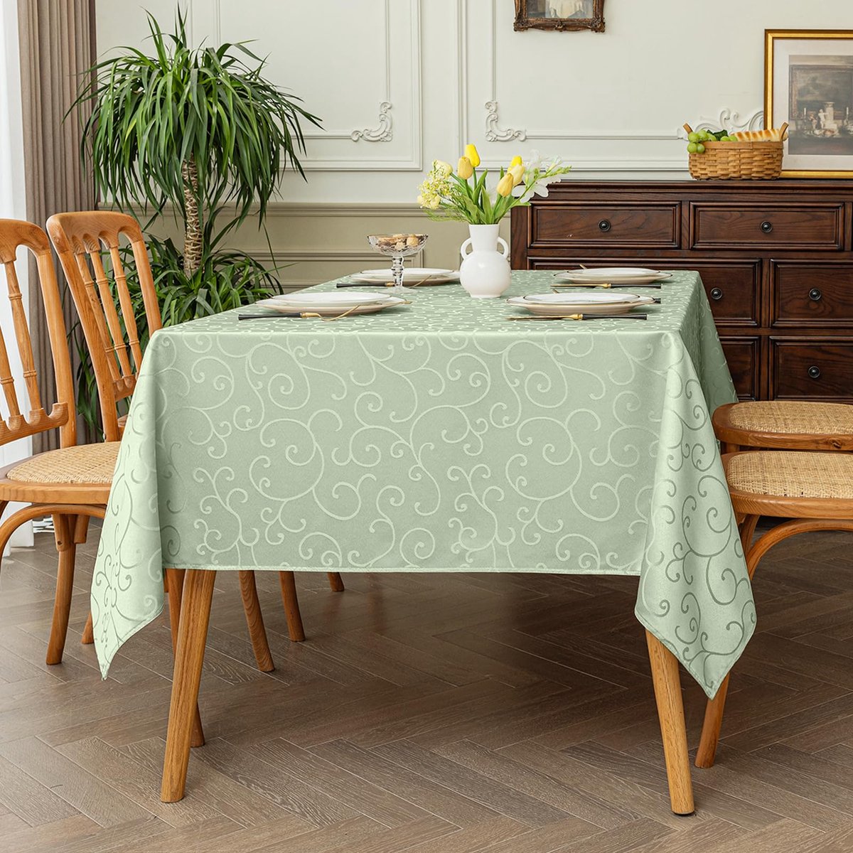 Ibenzoa® Elegant jacquard tafelkleed voor binnen en buiten met waterafstoting