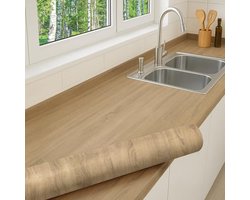 Zelfklevende Houtfolie - Decoratieve Meubelrenovatie in Medium Eiken voor Keuken, Deuren en Kasten