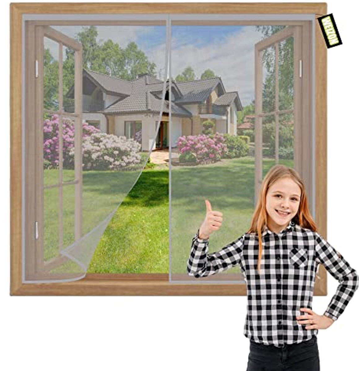 Magnetisch Vliegenhor voor Raam 85x80cm - Eenvoudig te Installeren en Gepland
