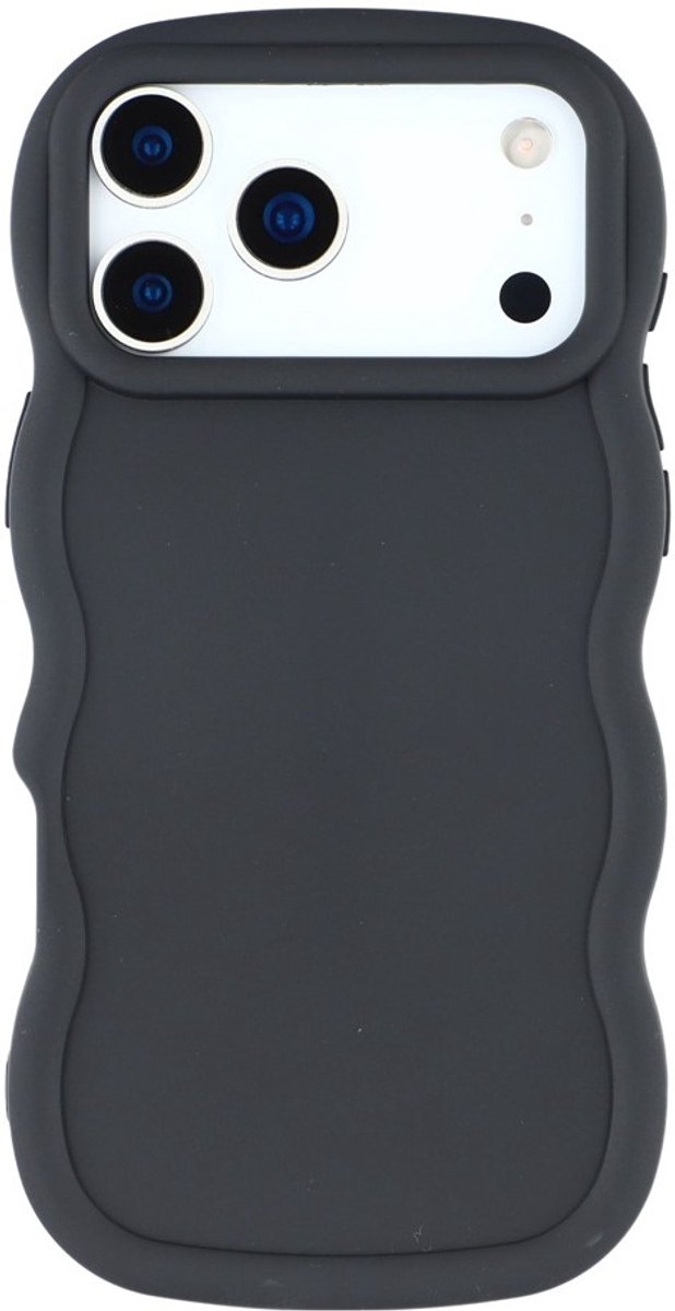 Hoesje geschikt voor Apple iPhone 17 Pro - Phonesta Wavy Silicone Back Cover - Zwart