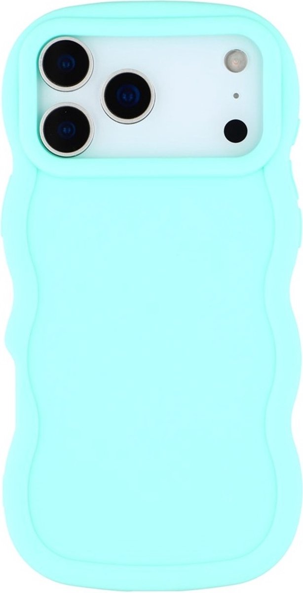 Hoesje geschikt voor Apple iPhone 17 Pro - Phonesta Wavy Silicone Back Cover - Mintgroen