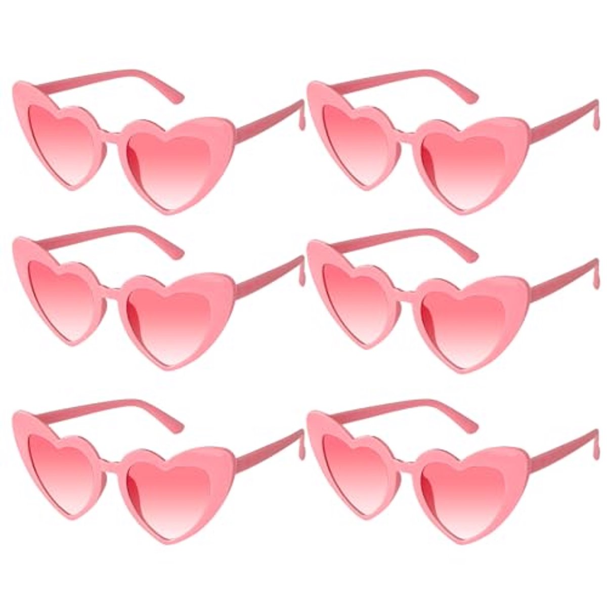 Hartvormige Zonnebril Set van 6 – Vintage Jaren 90 Hippie Bril voor Feest en Halloween