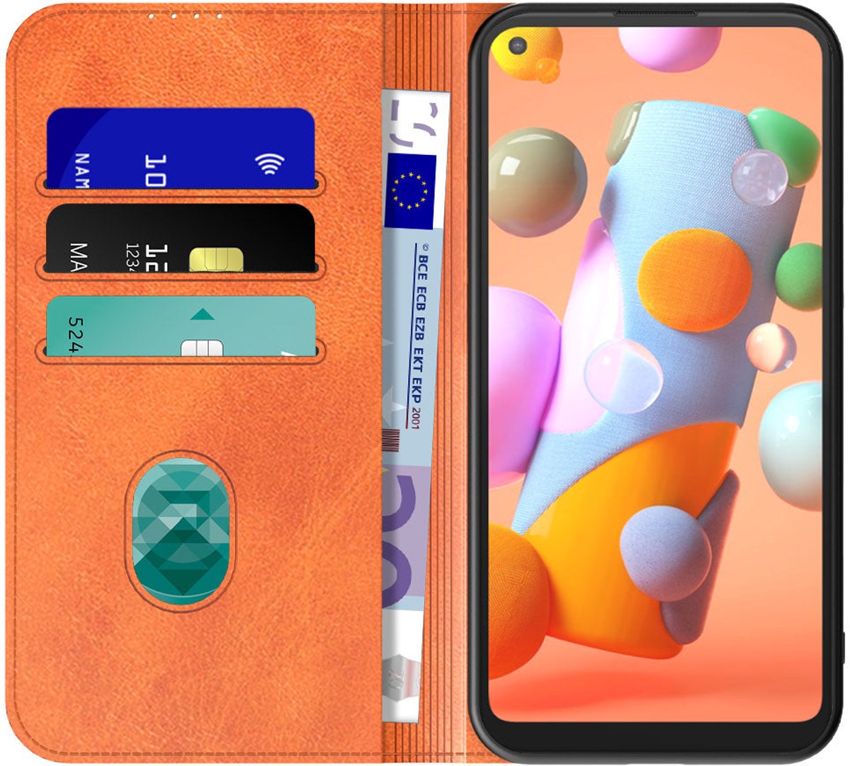 Geschikt voor Samsung Galaxy A11 Telefoonhoesje Bruin Kunstleer Met Magnetische Sluiting - Portemonnee BookCase Met Pasjeshouder - ProtX