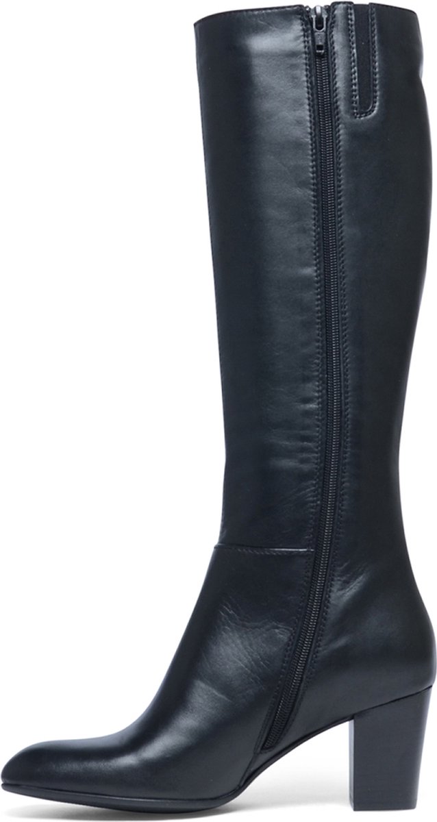 Manfield - Dames - Zwarte hoge laarzen met hak met smalle schacht - Maat 39  | bol.com