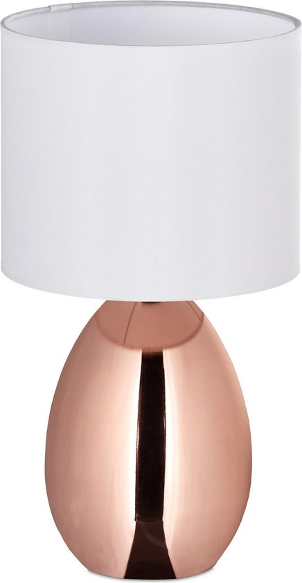 Relaxdays nachtlamp touch - schemerlamp dimbaar - koper - tafellamp  slaapkamer - E14 | bol