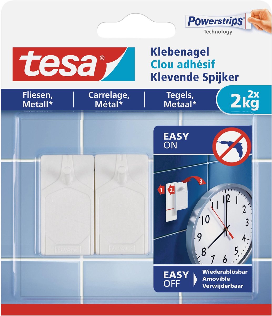 Tesa powerstrips klevende spijker voor tegels & metaal 2 kg. - 2 stuks - Tesa