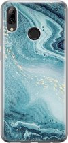 Huawei P Smart 2019 hoesje - Marmer blauw - Soft Case Telefoonhoesje - Marmer - Blauw