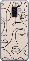 Samsung Galaxy A8 2018 hoesje siliconen - Abstract gezicht lijnen - Soft Case Telefoonhoesje - Print / Illustratie - Beige