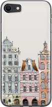 iPhone 8/7 hoesje siliconen - Grachtenpandjes - Soft Case Telefoonhoesje - Amsterdam - Transparant, Multi