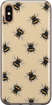 iPhone X/XS hoesje siliconen - Bijen print - Soft Case Telefoonhoesje - Print / Illustratie - Transparant, Geel