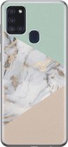 Leuke Telefoonhoesjes - Hoesje geschikt voor Samsung Galaxy A21s - Marmer pastel mix - Soft case - TPU - Multi