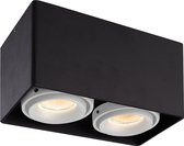 HOFTRONIC™ LED opbouwspot - Zwart/Wit - Rechthoek - Duo - Dimbaar en Kantelbaar - GU10 5W - Plafondspot Esto - 2700K