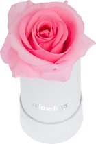 Relaxdays flowerbox - rozenbox - rond - wit - 1 roos in box - kunstbloem - decoratie - roze