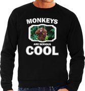 Dieren apen sweater zwart heren - monkeys are serious cool trui - cadeau sweater orangoetan/ apen liefhebber M