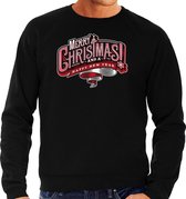 Merry Christmas Kerstsweater / Kersttrui zwart voor heren - Kerstkleding / Christmas outfit XL