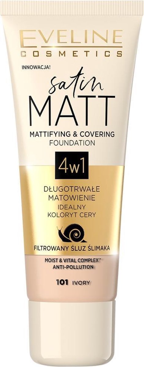 Eveline Cosmetics Satin Matt Mattifying & Covering Foundation 101 Ivory