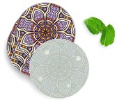 4 Luxe Glazen Onderzetters - Design Paarse Mandala - Rond