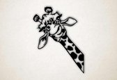 Wanddecoratie - Nieuwsgierige Giraffe - S - 59x45cm - Zwart - muurdecoratie - Line Art