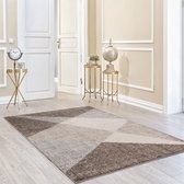 Sora Modern Vloerkleed - Beige / Bruin / Grijs - Driehoek Design - 80x150cm