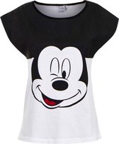 Disney Mickey Mouse dames shirt, volwassenen, zwart/wit, maat XL