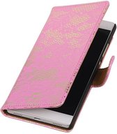 Wicked Narwal | Lace bookstyle / book case/ wallet case Hoes voor Huawei Huawei Ascend P8 Roze