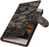 Wicked Narwal | Lace bookstyle / book case/ wallet case Hoes voor Huawei Huawei Ascend P7 Zwart