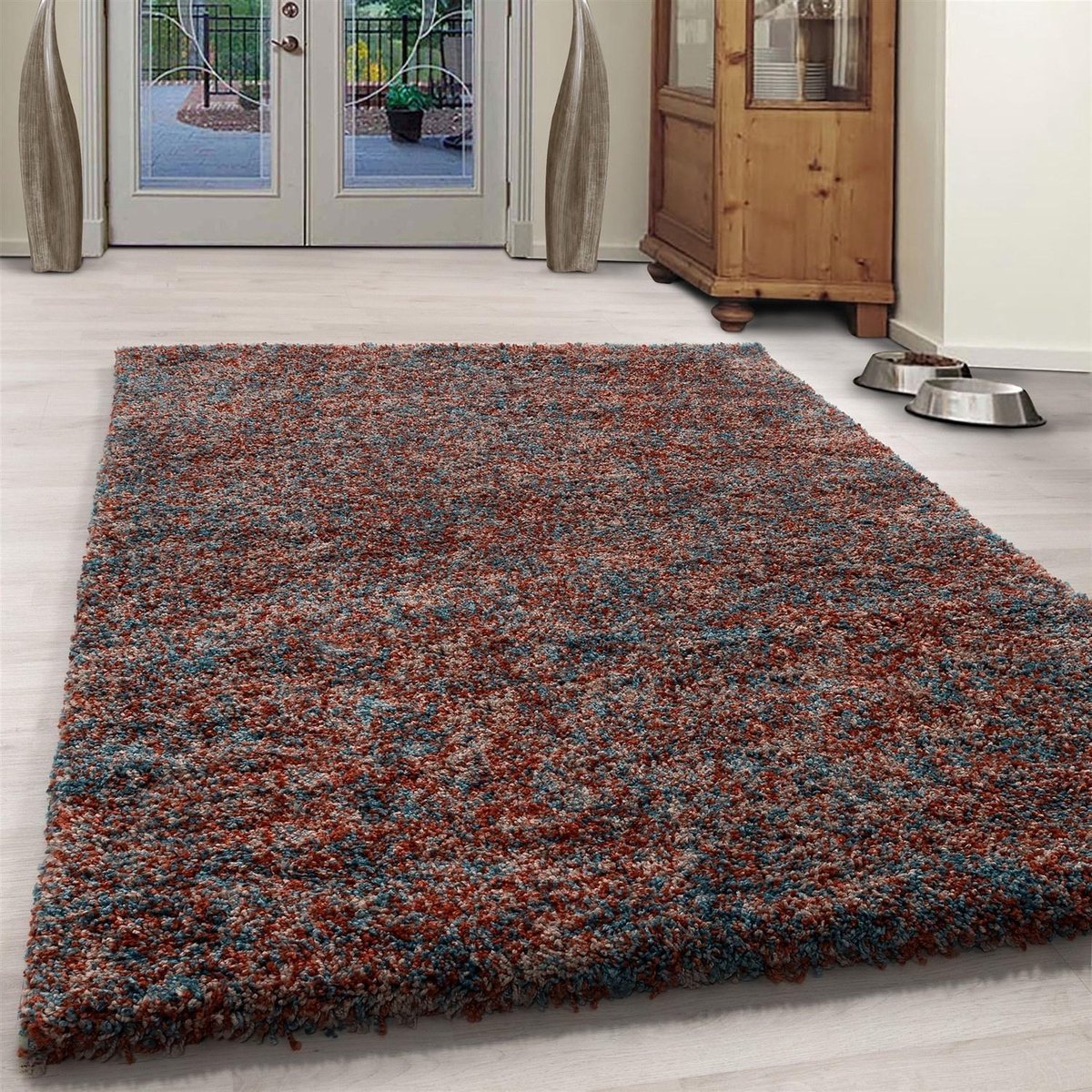 flycarpets Lorium Vloerkleed - 80x150 cm - Terra/Blauw/Beige - Hoogpolig Oranje
