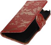 Wicked Narwal | Lace bookstyle / book case/ wallet case Hoes voor Samsung Galaxy J1 mini (2016) J105F Rood