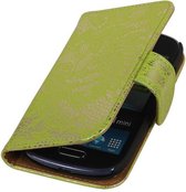 Wicked Narwal | Lace bookstyle / book case/ wallet case Hoes voor Samsung Galaxy S3 mini i8190 Groen