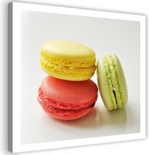 Schilderij Macarons, 80x80cm, rood/geel/groen