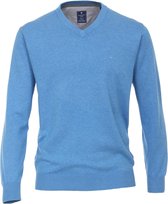 Redmond heren trui katoen - V-hals - blauw melange -  Maat: XL