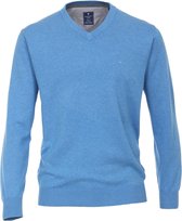 Redmond heren trui katoen - V-hals - blauw melange -  Maat: XL