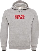 Kerst hoodie grijs XXL - Dikke piek, drie bier - Rood - soBAD. | Kersttrui soBAD. | kerstsweaters volwassenen | kerst hoodie volwassenen | Kerst outfit | Foute kerst truien