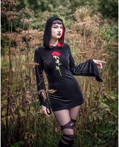 Jawbreaker Korte jurk -M- Rose fluwelen Sweater dress Zwart