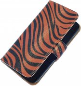 Zebra Bookstyle Wallet Case Hoesjes voor Nokia Lumia 620 Donker Bruin