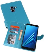 Wallet Cases Hoesje Geschikt voor Samsung Galaxy A8 Plus (2018) - Turquoise