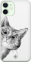 iPhone 12 mini hoesje siliconen - Peekaboo | Apple iPhone 12 Mini case | TPU backcover transparant