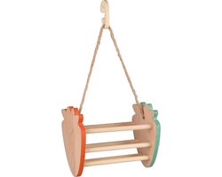 Flamingo Frado - Hooiruif Knaagdier - Hooiruif Frado Hout Zalm Roze+groen 28cm - 1st - 127303 - 1st