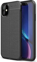 iPhone 11 - Hoesje TPU Flexibele beschermhoes - Litchi Fibre zwart