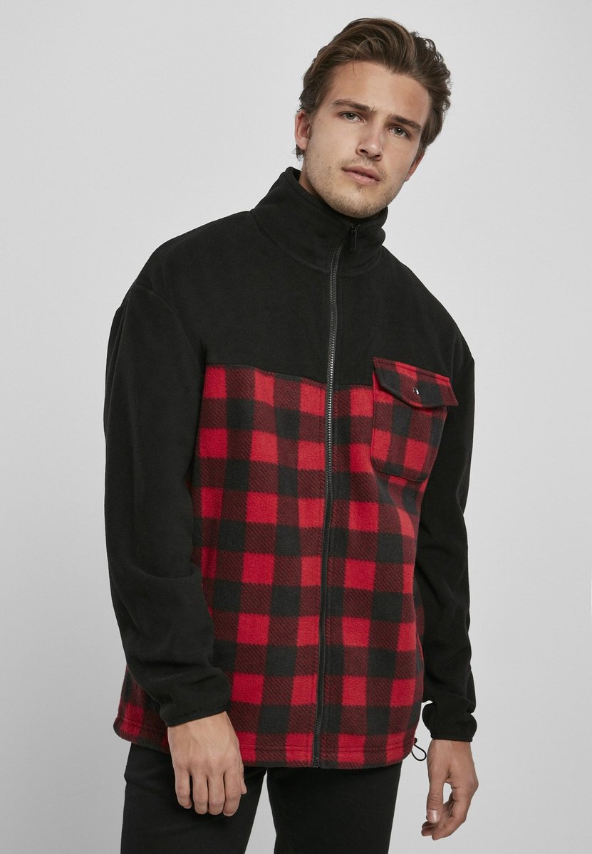 Urban Classics Patterned Polar Fleece Jacket S Zwart
