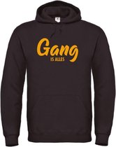 Wintersport hoodie zwart XL - Gang is alles - okergeel - soBAD. | Foute apres ski outfit | kleding | verkleedkleren | wintersporttruien | wintersport dames en heren