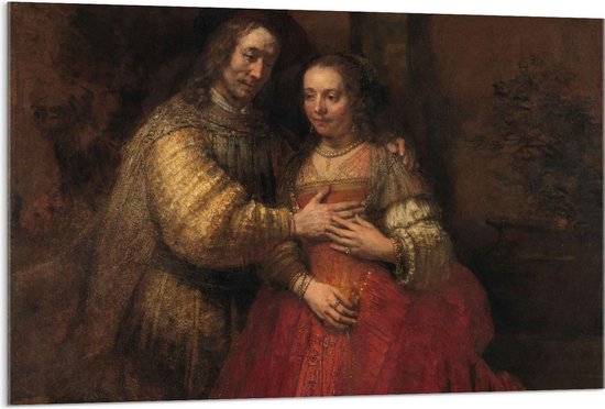 Acrylglas - Oude Meesters - Het Joodse Bruidje, Rembrandt van Rijn, ca. 1665 -1669 - 120x80cm Foto op Acrylglas (Wanddecoratie op Acrylglas)