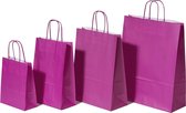 Draagtassen Papier Roze 22+10x31cm Kraft Papier 90 grams (50 stuks)