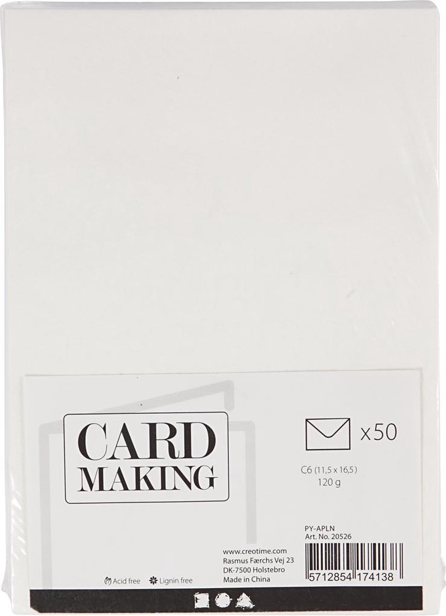 PacklinQ Enveloppen afmeting envelop 11 4x16 2 cm 120 gr off-white 50 stuk 1 doos