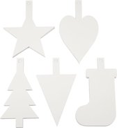 Kerst ornamenten. wit. H: 23.5-26.5 cm. B: 15.5-20.5 cm. 100 stuk/ 1 doos