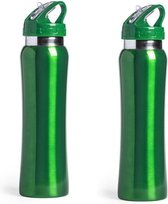Set van 2x stuks drinkfles/waterfles 800 ml groen van RVS - Sport bidon