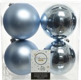 20x Lichtblauwe kunststof kerstballen 10 cm - Mat/glans - Onbreekbare plastic kerstballen - Kerstboomversiering lichtblauw