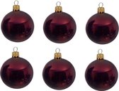12x Boules de Noël en verre rouge foncé 8 cm - Brillant / brillant - Décoration Décorations pour sapins de Noël rouge foncé