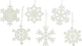 12x Kersthangers/kerstornamenten witte sneeuwvlokken 10 cm - Kerstboomversiering - Kerstversiering hangers